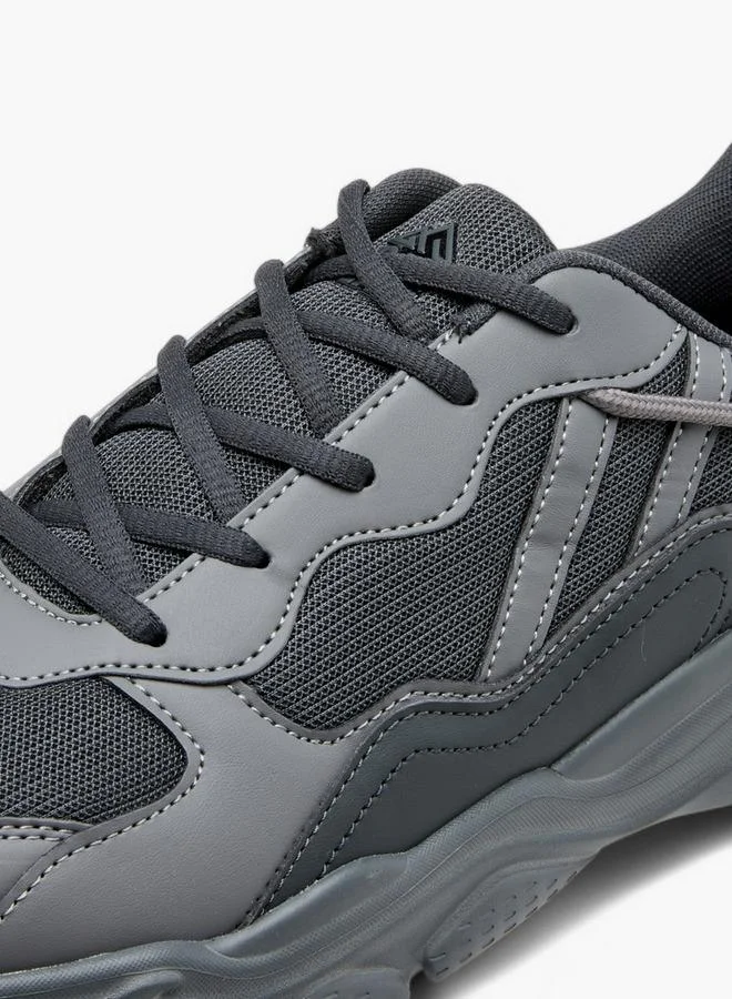 Oaklan by Shoexpress GREY Panelled Sports Shoes with Lace-Up Closure and Pull-Tab for Men | Best Price UAE