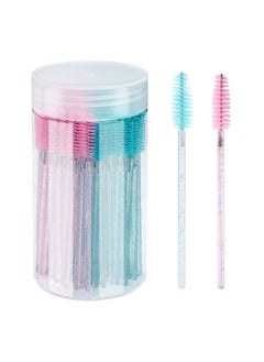 g2plus 100Pcs Crystal Mascara Wands Disposable Eyelash Eyebrow Spoolie Brush For Makeup Eyelash Extensions (Blue+Pink)  - Image 1