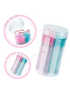 g2plus 100Pcs Crystal Mascara Wands Disposable Eyelash Eyebrow Spoolie Brush For Makeup Eyelash Extensions (Blue+Pink)  - Image 4