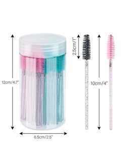 g2plus 100Pcs Crystal Mascara Wands Disposable Eyelash Eyebrow Spoolie Brush For Makeup Eyelash Extensions (Blue+Pink)  - Image 2
