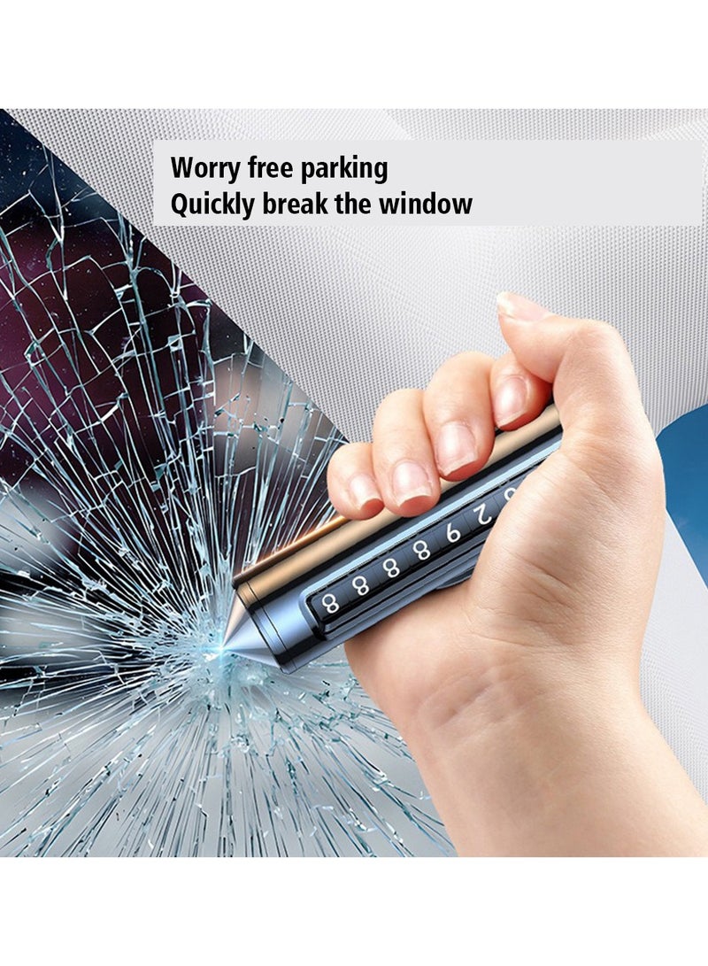 Generic Car Phone Number Sign,2 in 1 Car Parking Phone Number Plate & Safety Hammer,Glass Breaker,Temporary Stop Number Plate&Emergency Escape Tool. - Image 2