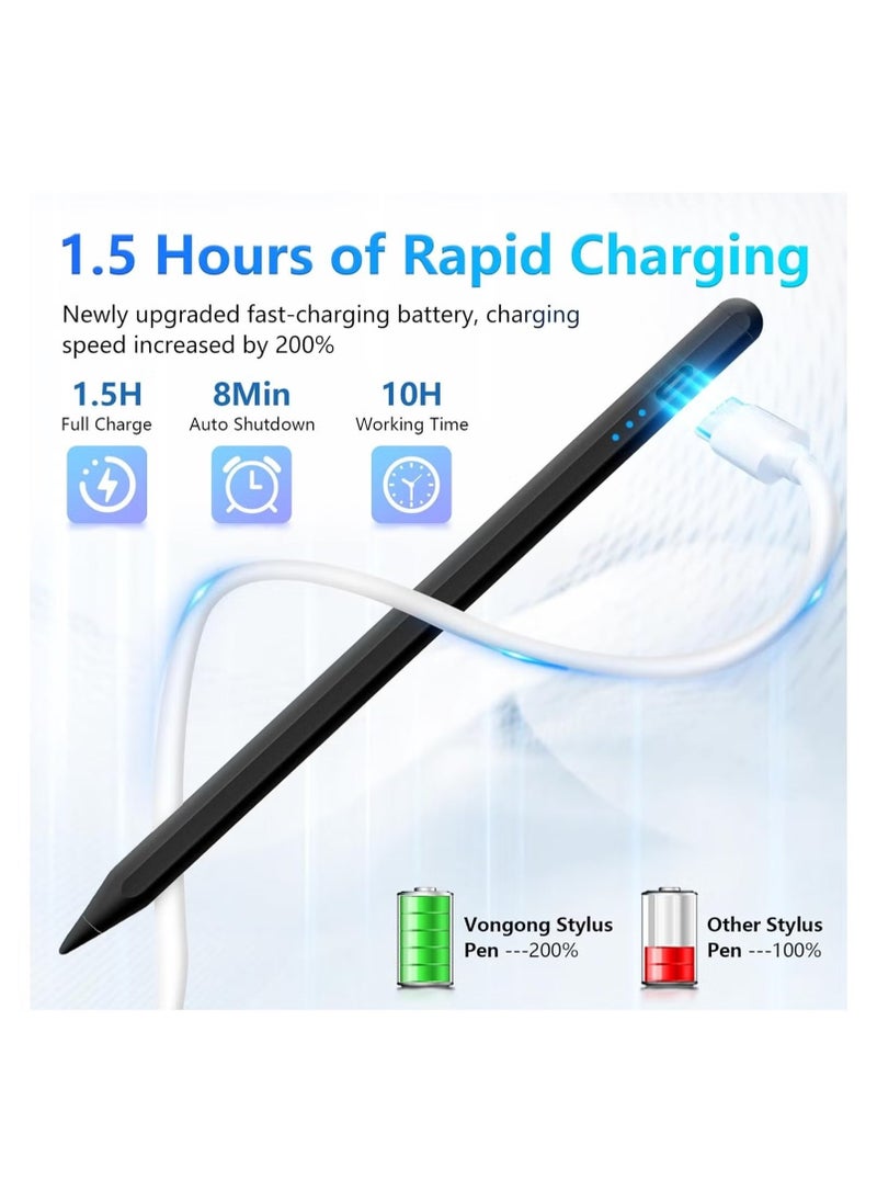 JAJEEK Stylus Pen for iPad 9th & 10th Generation – iPad Pencil 2nd Generation, Fast Charge Active Pencil Compatible with 2018-2024 Apple iPad 6-10th, iPad Pro 11"/12.9"/M4, iPad Air 3/4/5/M2, iPad Mini 5/6 - Black - Image 3