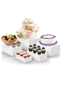 Generic 5PCS rectangular white food display stand 