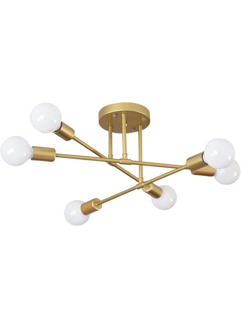 Retro Industrial Style LED Chandeliers 6 Lights E27 Base Golden - Image 2