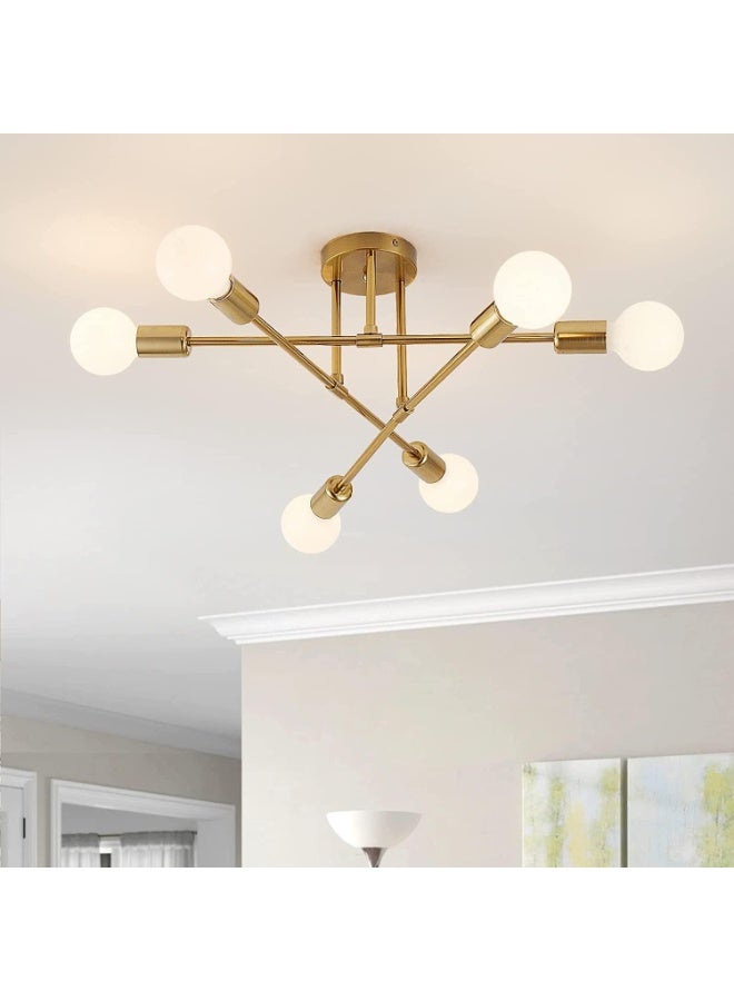 Retro Industrial Style LED Chandeliers 6 Lights E27 Base Golden - Image 1