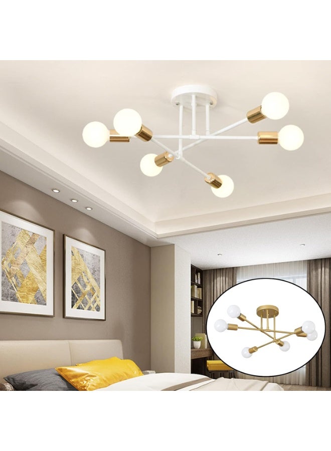 Retro Industrial Style LED Chandeliers 6 Lights E27 Base Golden - Image 5