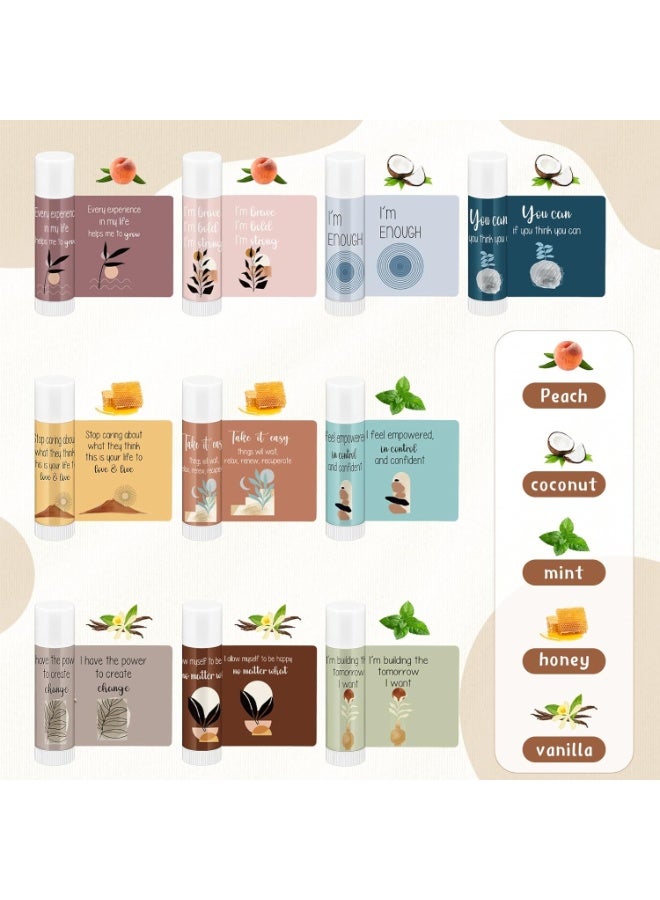 Leelosp 100 Sets Mental Health Awareness Gifts Lip Balm Bulk Inspirational Lip Balm with Positive Daily Affirmation Cards Self Care Gifts for Women Men Stress Relief Family Reunion Favor  - Image 1