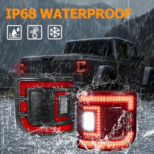RoadandLord Gladiator JT Tail Lights, LED Tail Lights Compatible with 2020-25 Jeep Gladiator JT, JT Flush Mount LED TailLights Reverse Turn Signal Running Lamps Rear Light (versions without blind spot monitors) - Image 4