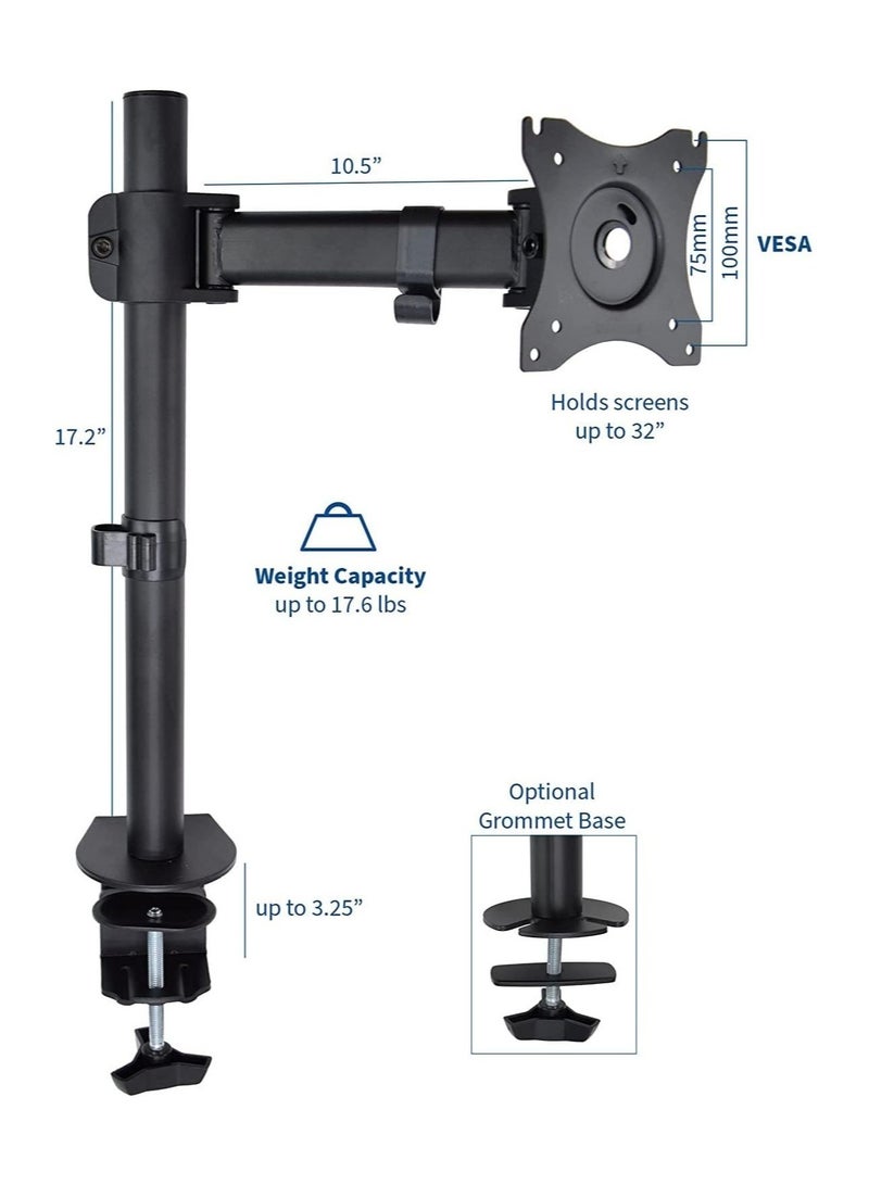 Single Monitor Fully Adjustable Computer Desk Mount 17-32'' Articulating Stand For 17 inch LCD Screen up to 32 Inch VESA 75 x 75 Loading capacity 7kg - Image 2
