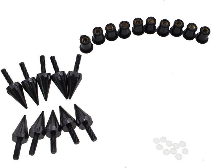 PROCNC Motorcycle Spike Windshield Bolts Screw Nuts Fit For Honda CBR 600rr 1000rr for Suzuki GSXR 600 750 1000 for Yamaha R1 R6 R6s for Kawasaki ZX6R ZX9R ZX10R ZX12 (Black) - Image 2