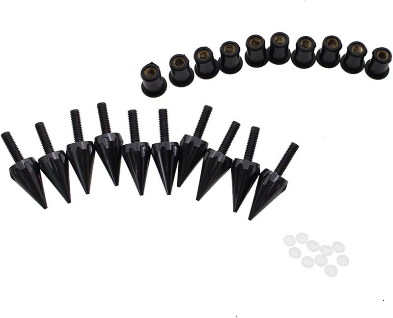 PROCNC Motorcycle Spike Windshield Bolts Screw Nuts Fit For Honda CBR 600rr 1000rr for Suzuki GSXR 600 750 1000 for Yamaha R1 R6 R6s for Kawasaki ZX6R ZX9R ZX10R ZX12 (Black) - Image 1