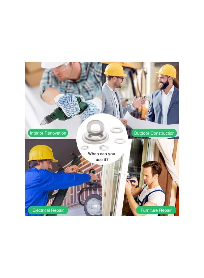 304 Stainless Steel Flat Washers Set 580 Pieces, 9 Sizes - M2 M2.5 M3 M4 M5 M6 M8 M10 M12 Suitable for Home Decoration, Factories Repair, Kitchens, Shops and Outdoor Construction - Image 5