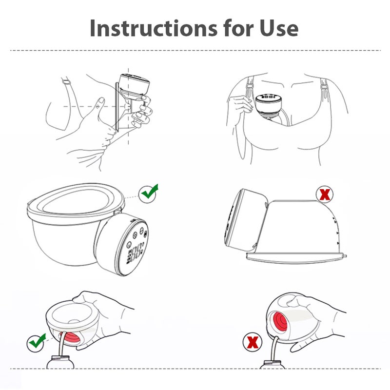 Wearable Electric Breast Pump 24mm Portable Hands-free Milk Pump Ultra-quiet 3 Modes & 9 Levels 180ML Capacity with LED Screen Built-in Battery - Image 2