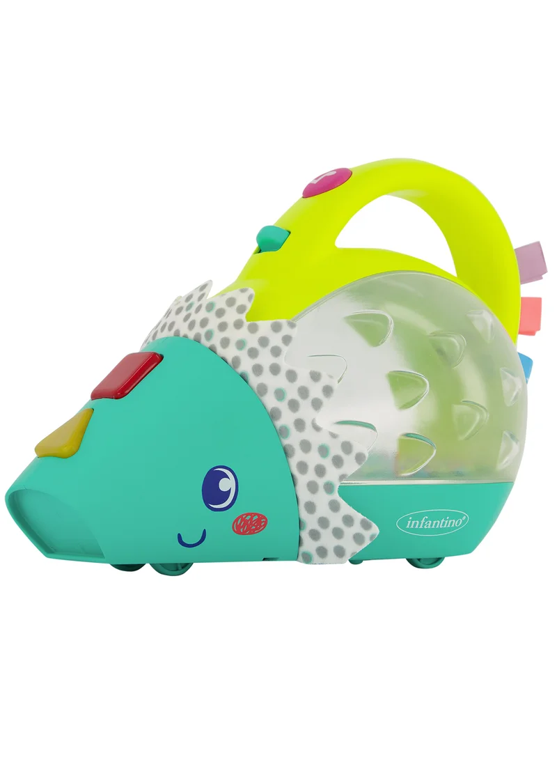 infantino Push And Pop Musical Light-Up Mini-Vac Hedgehog Toy with Music, Lights,Sounds And Buttons From 6 Months and Above - Multicolour