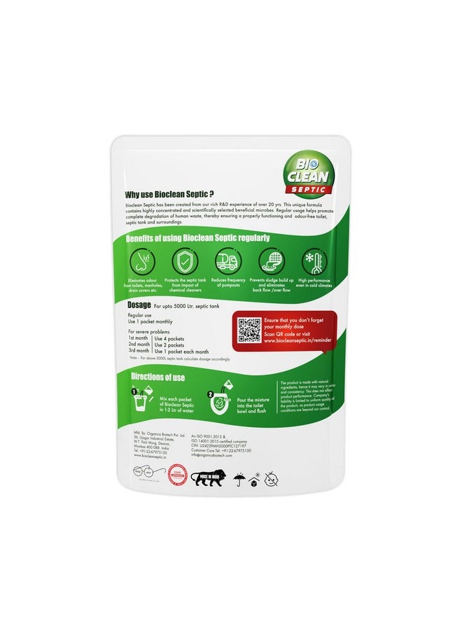 Organica Bioclean Septic Tank Cleaner Powder |Reduces Sludge Build-Up| Odour Removing Effective Bacteria| Septic Tank Cleaner Bacteria Powder Prevents Backflow & Overflow |Eco-Friendly|1 Pack (250 Gm)  - Image 2