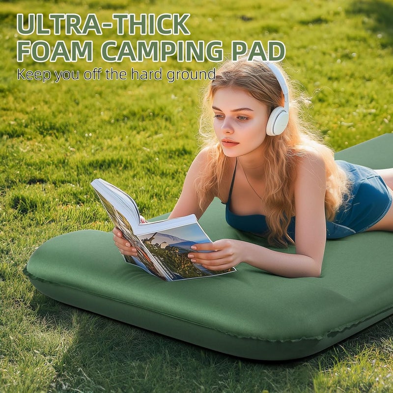Wevelel Memory Sleeping Pad, 3.1" Ultra-Thick Foam Camping Mattress with Pillow, 9.5 R-Value Insulated - Image 3