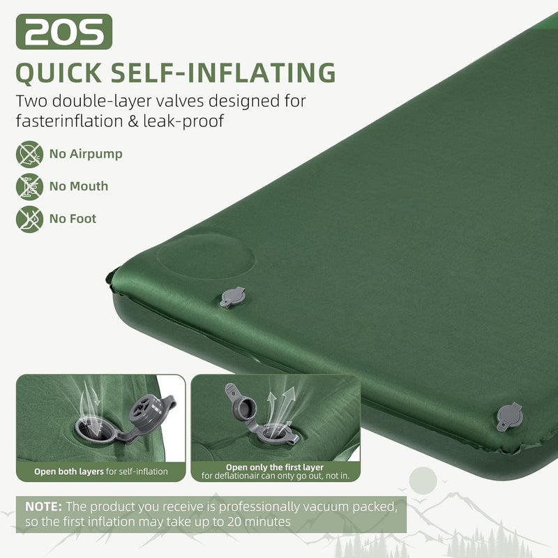 Wevelel Memory Sleeping Pad, 3.1" Ultra-Thick Foam Camping Mattress with Pillow, 9.5 R-Value Insulated - Image 4