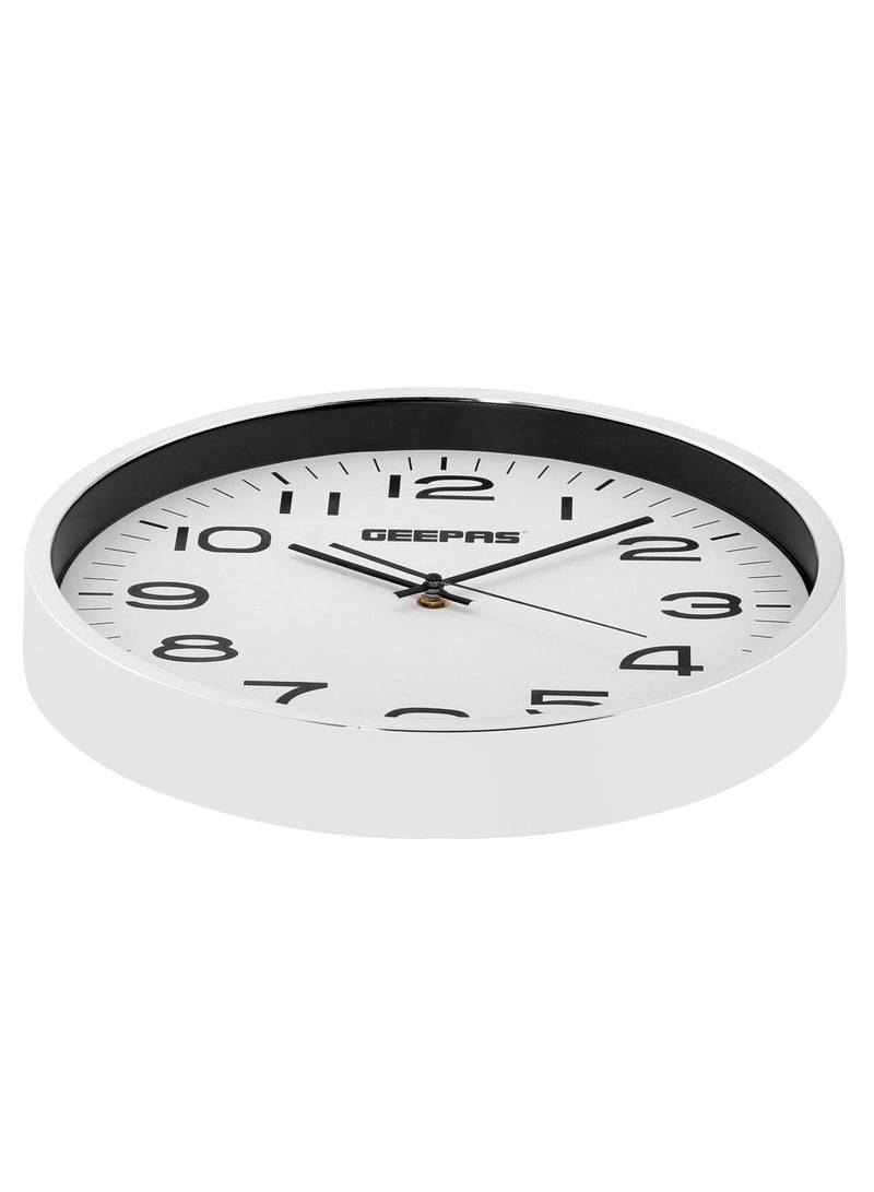 GEEPAS Wall Clock Round Decorative color Frame Clock for Living Room, Bedroom, Kitchen | Large Dial, Light weight| Electro Plating Effect| GWC26016  - Image 2