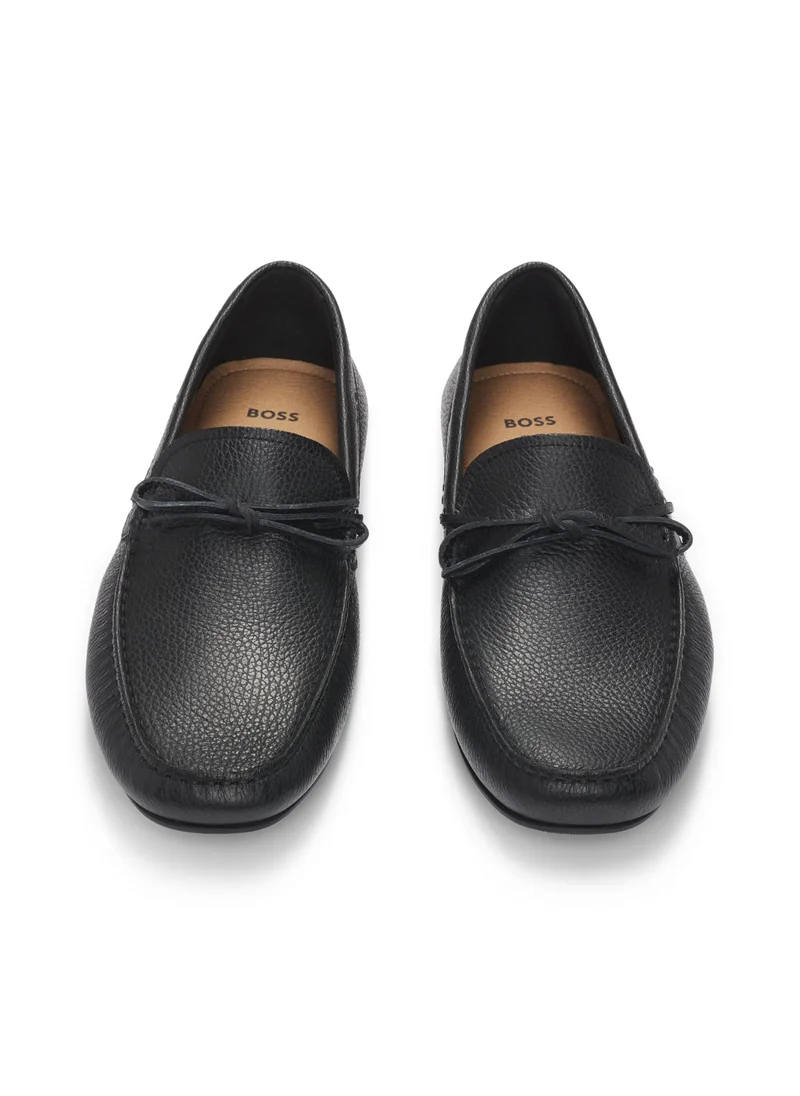 بوس Grained-leather moccasins with driver sole