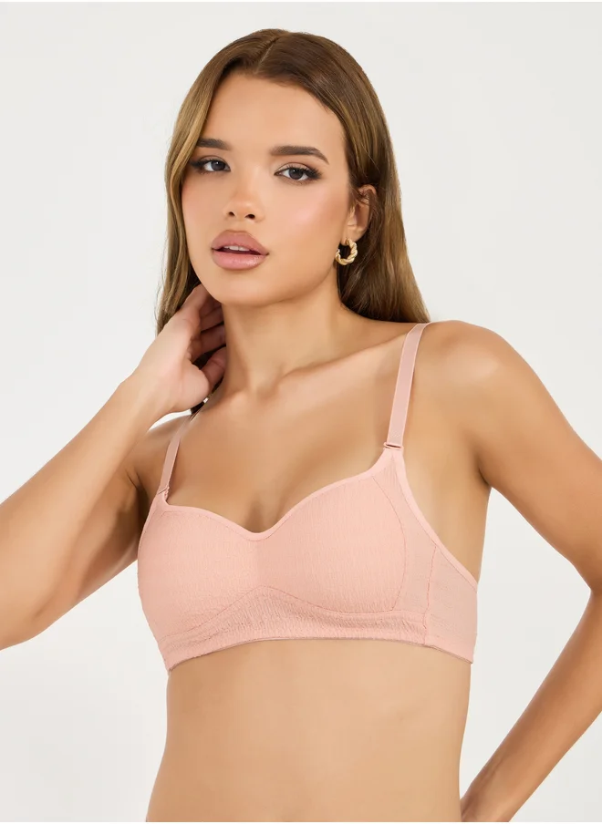 Styli Pack of 2 - Padded Non Wired Textured Comfort Bra