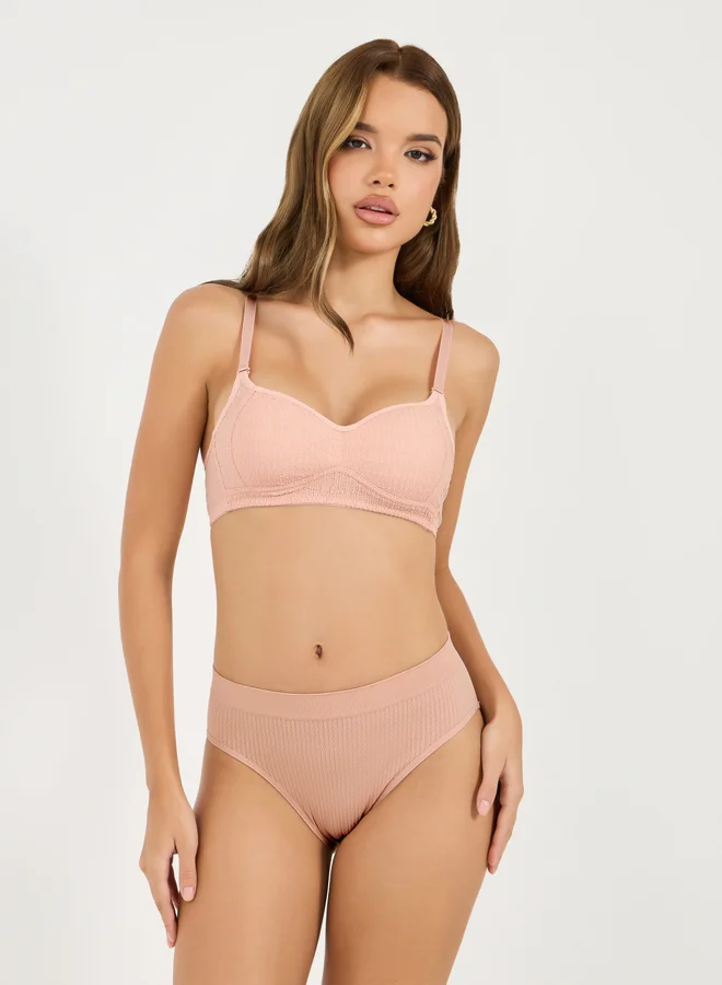 Styli Pack of 2 - Padded Non Wired Textured Comfort Bra