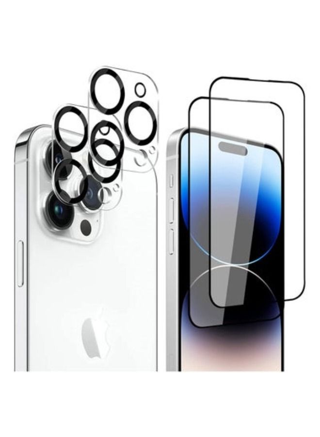 ACLIX 2 Pack Screen Protector for iPhone 14 Pro Max 6.7" 2022 + 2 Pack Camera Lens Protector, Case Friendly Tempered Glass Film, Anti-scratch HD Crystal Protection Coverage - Image 1