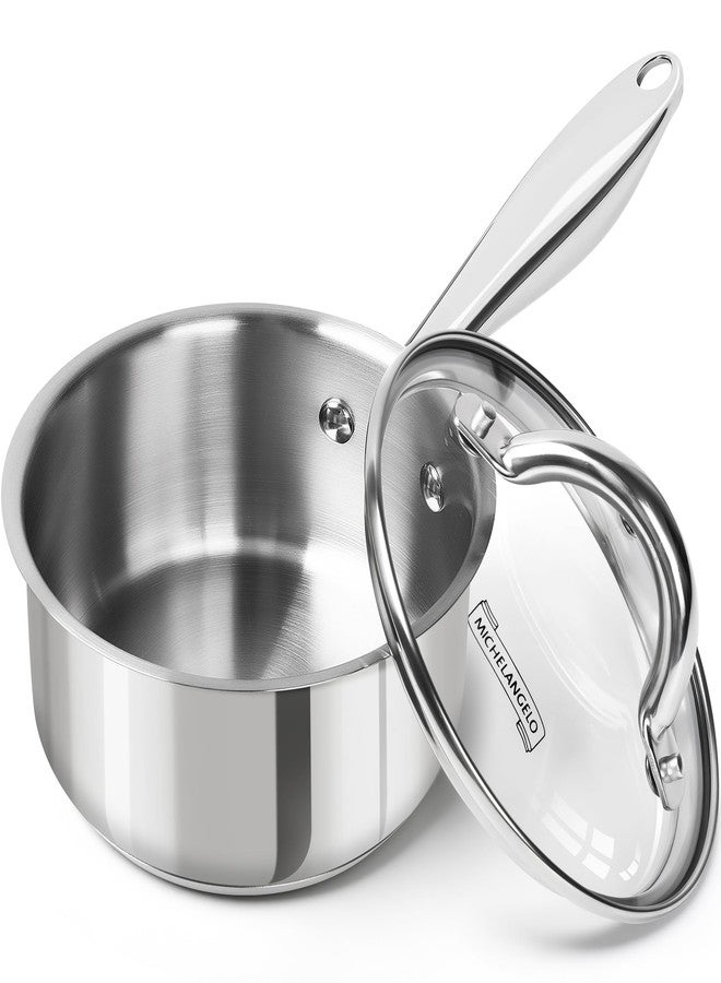 MICHELANGELO 1.5 QT Saucepan with Lid, 18/10 Stainless Steel Sauce Pan with Tri-Ply Bottom, Small Saucepan 1.5 Quart Sauce Pot, Induction Compatible - Image 1