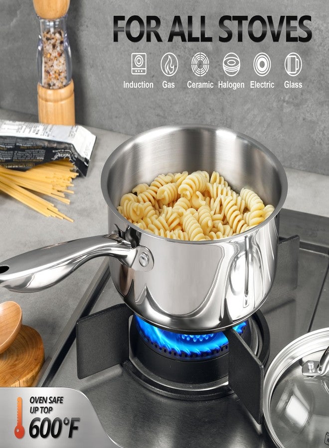 MICHELANGELO 1.5 QT Saucepan with Lid, 18/10 Stainless Steel Sauce Pan with Tri-Ply Bottom, Small Saucepan 1.5 Quart Sauce Pot, Induction Compatible - Image 5