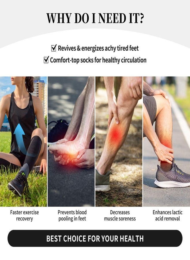 bassyil Cat Reading Book Library Compression Socks for Women & Men Circulation 15-20 mmHg Knee High Best Support for Nurses Travel Running Athletic - Image 5