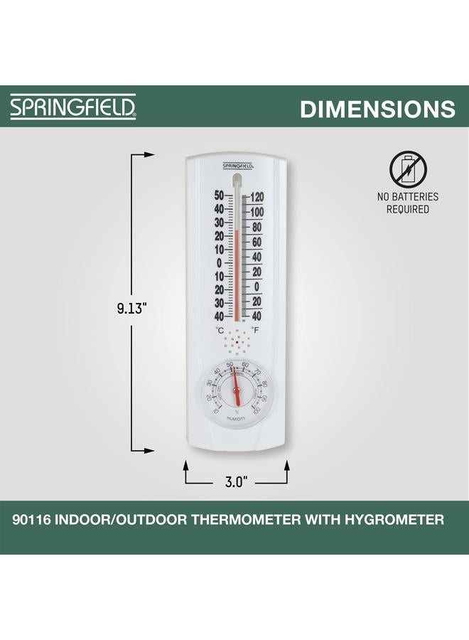 Springfield Vertical Thermometer and Hygrometer, Indoor Outdoor Thermometer, Wireless Humidity Meter for Patio, Garden, or Nursery areas (9.125-Inch) - Image 2