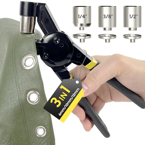 HAPDEN Grommet Tool Kit 1/2 1/4 3/8 Multi-Size Hole Punch, 608 Pcs Heavy Duty Grommets Tool Kit, Eyelets and Grommets for Tarps, Fabric Rings, Leather, Tents, Vinyl, Canvas and so on - Image 1
