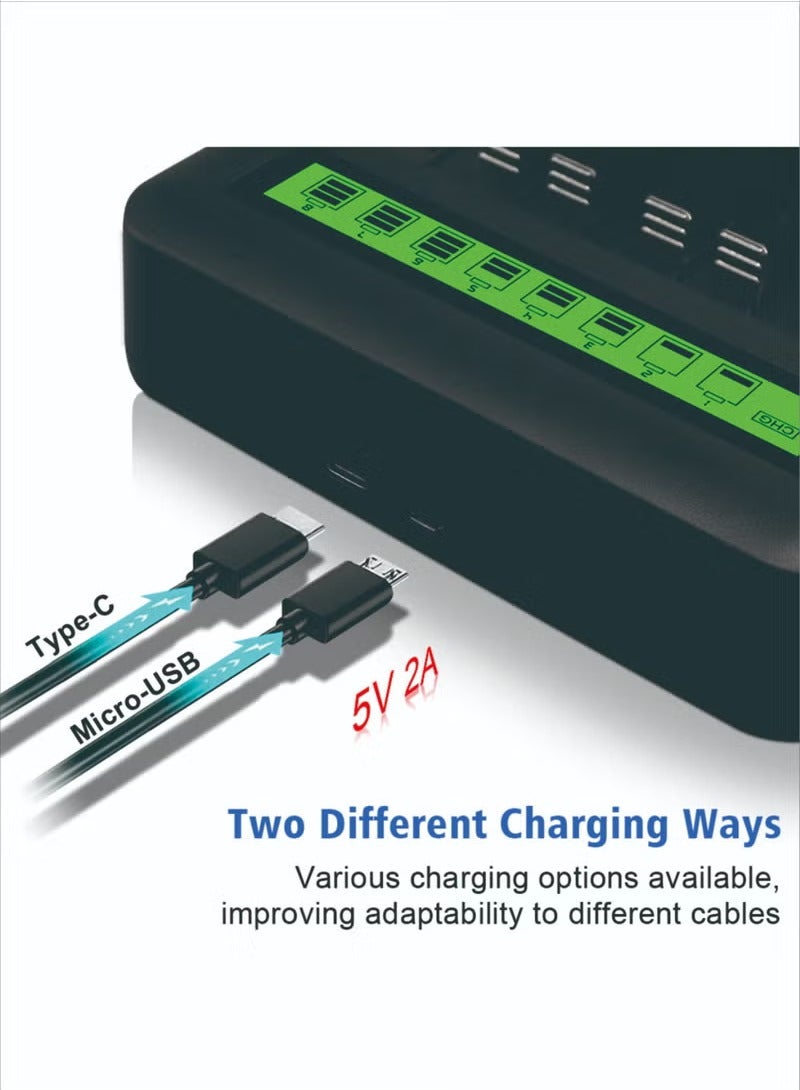 Beauenty Battery Charger, USB 8 Slot Batteries Charging Device With LCD Display, Multifunctional Smart Battery Charger With USB Cable For AA AAA DC Type 5 7 Rechargeable Batteries - Image 2