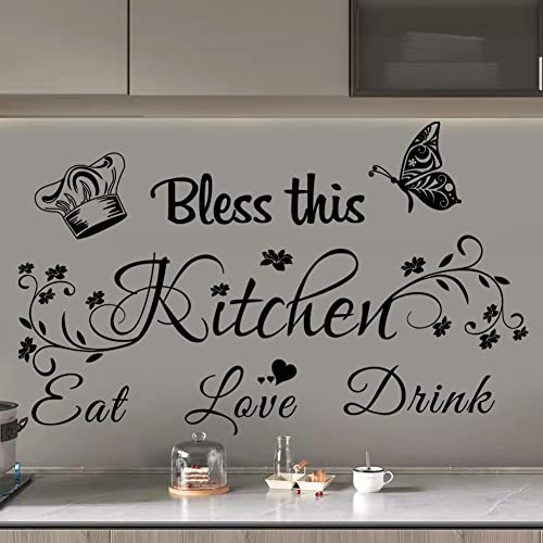 Casa Decor Bless This Kitchen Wall Stickers - Vinyl DIY Art Peel and Stick Wall Decals for Home Office School Coffee - Image 3