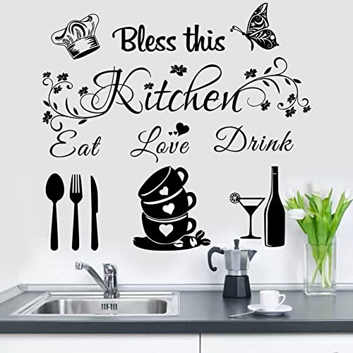 Casa Decor Bless This Kitchen Wall Stickers - Vinyl DIY Art Peel and Stick Wall Decals for Home Office School Coffee - Image 5