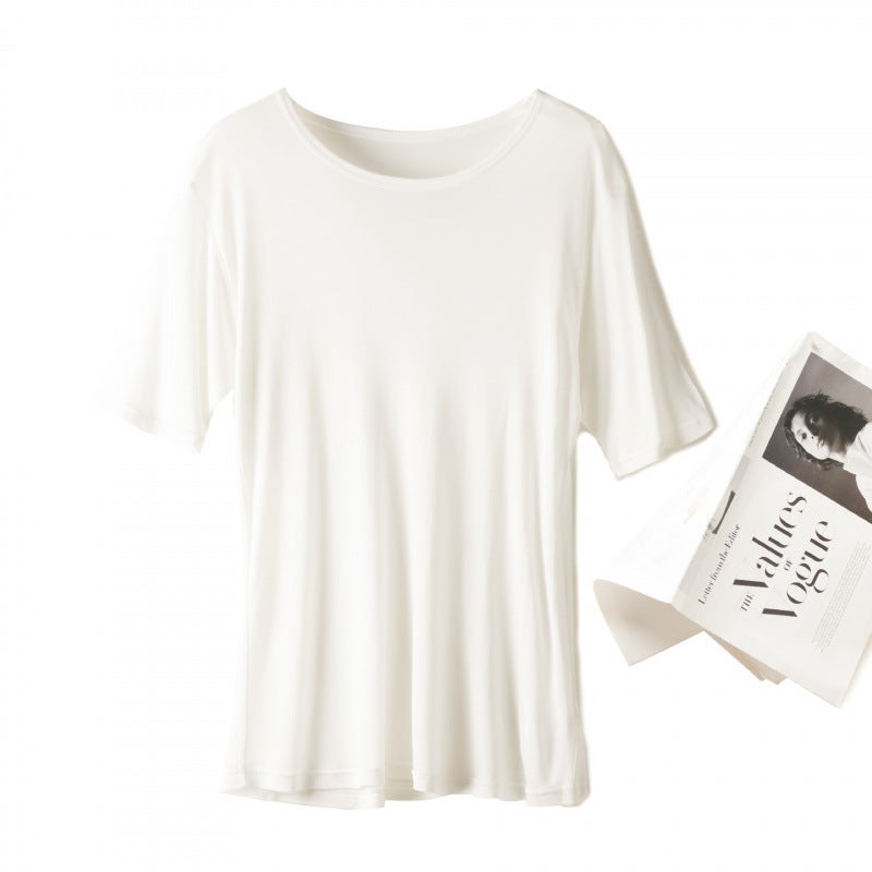 Yuyue Silk Short-Sleeved T-Shirt Men'S Summer Thin Loose Breathable Mulberry Silk Crewneck T-Shirt - Image 1
