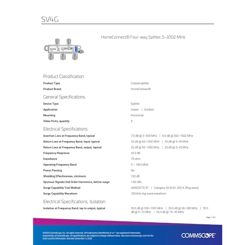 Commscope SV-4G Coaxial 5-1000Mhz 4-Way Splitter - 50 Pack - Image 3
