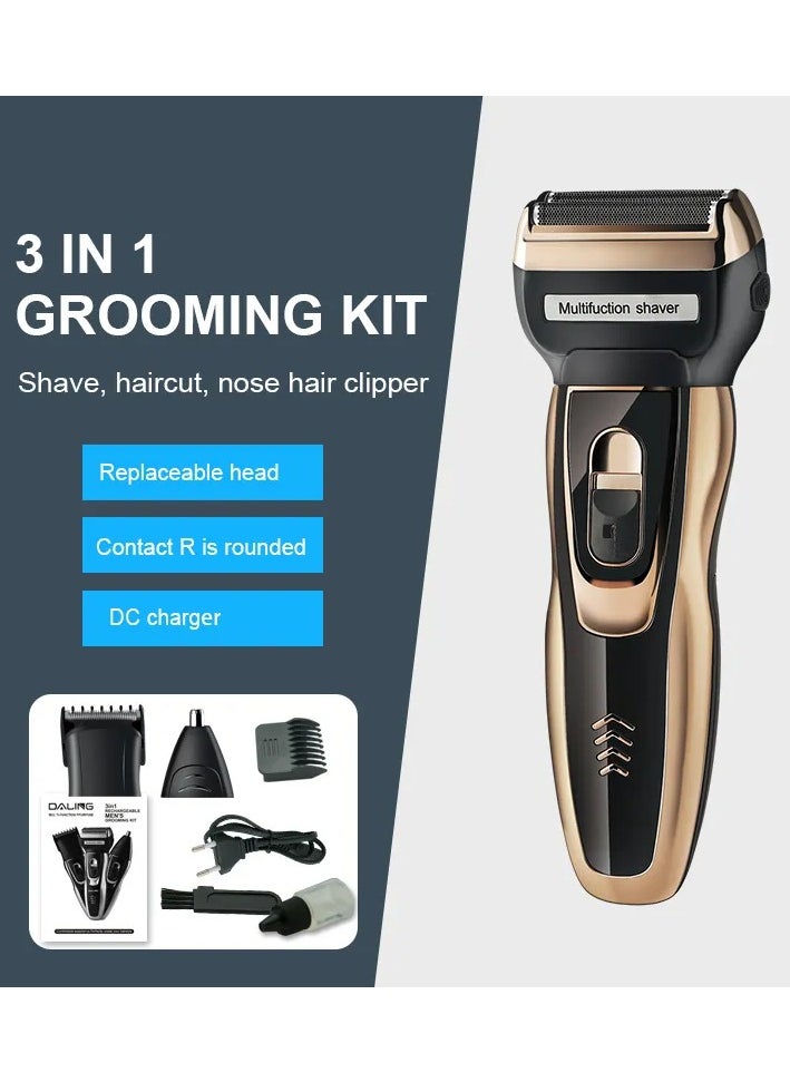 Generic 3-In-1 Rechargable Trimmer Black/Gold 15cm  - Image 4