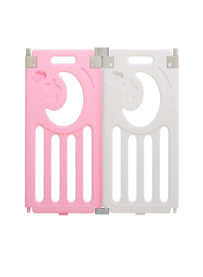 Dripex مركز أنشطة الأطفال القابل للطي من دريبيكس - ساحة لعب آمنة للمنزل والداخل والخارج - سياج للأطفال بدون فجوات مع بوابة للأولاد والبنات (لوحين - وردي + أبيض) - Image 1