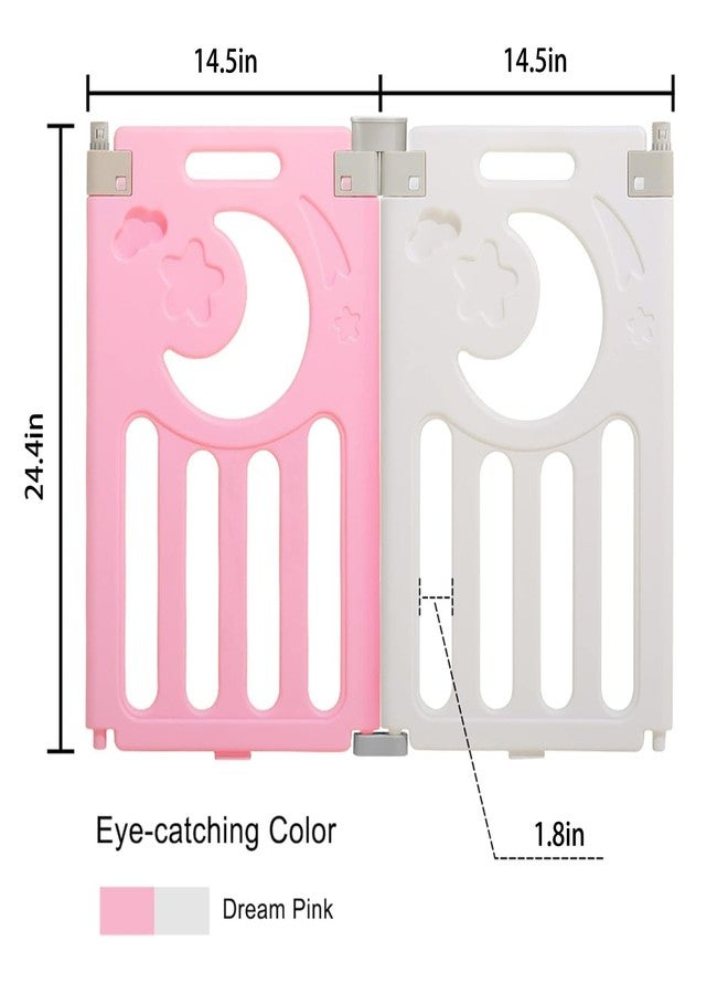 Dripex مركز أنشطة الأطفال القابل للطي من دريبيكس - ساحة لعب آمنة للمنزل والداخل والخارج - سياج للأطفال بدون فجوات مع بوابة للأولاد والبنات (لوحين - وردي + أبيض) - Image 2