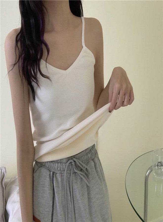 Alexvyan Girls Women Female M-Size White Narrow Slips Slim Fit Cotton Thermal Fleece Lined Underwear Tops Camisole Top Warm Base Layer Stretchy Body Shaper Vest for Winter - Image 4