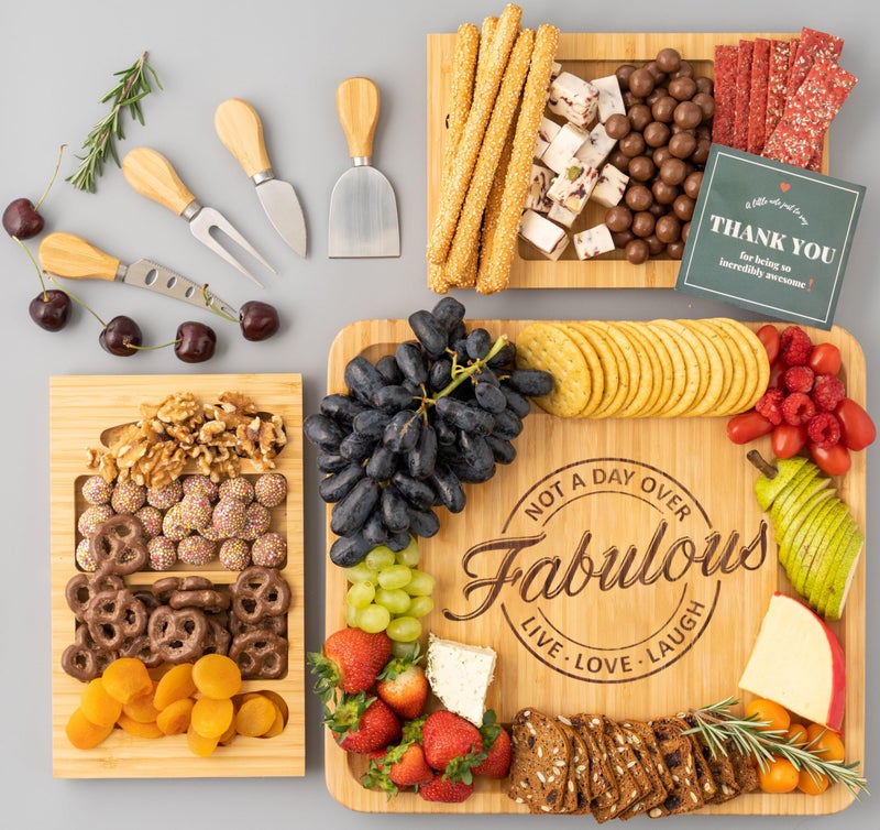 Royal Vintage Royal Vintage Birthday Gifts for Women  Best Gifts for Her Girlfriend Friend  Soul Sister  Not a Day Over Fabulous Present Ideas for Friendship  Cheese Board Charcuterie Set with 4 Knives 