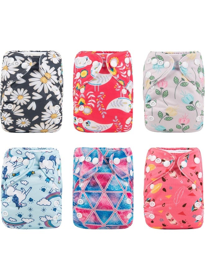 ALVABABY 6pcs with 12 Inserts Baby Cloth Diapers Pocket Newborn Diaper for Less Than 12pounds Baby Snaps Cloth Diapers Nappy - Image 1