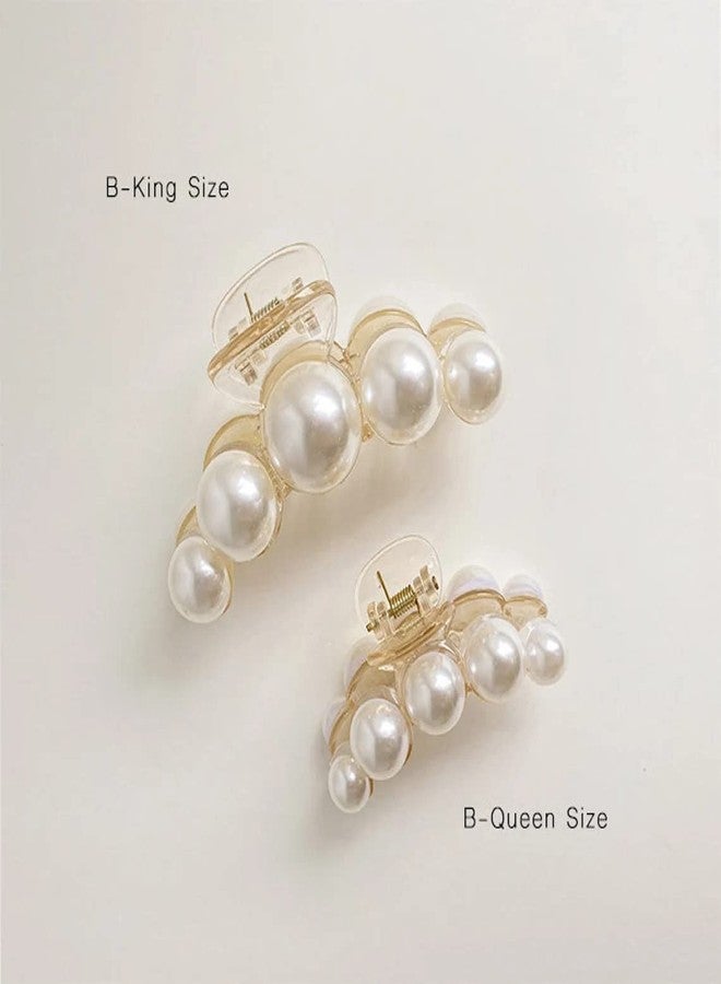 ANNACREATIONS ANNA CREATIONS 2 Pcs Korean Fashionable Fancy Stylish Large Pearl Hair Claw Clips Long Hair Jaw Clips Clutches Barrettes Hair Accessories for Women and Girls - Image 3