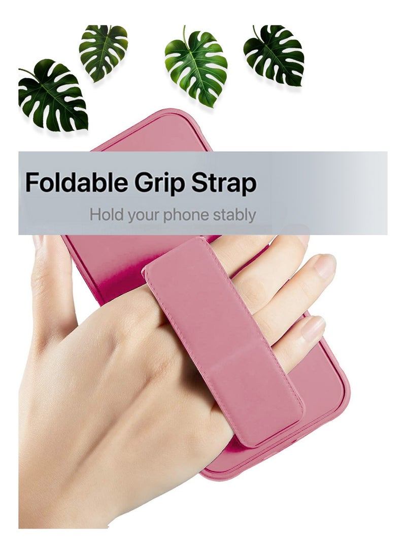 Wtech Honor 200 5G 2024 Hand Grip Foldable Magnetic Kickstand Wrist Strap Finger Grip With Built-In Iron Case Cover Pink - Image 2