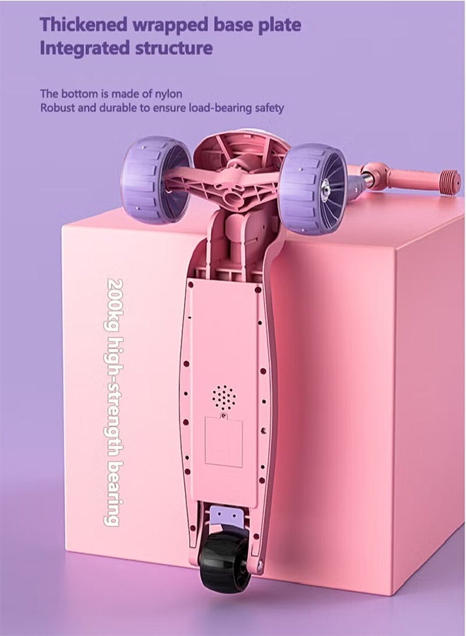 JOUDIYA Children's Scooter Can Sit And Ride Led Light Flashing Wheel Adjustable Height Foldable Scooter Outdoor Activities For Boys Girls - Image 4