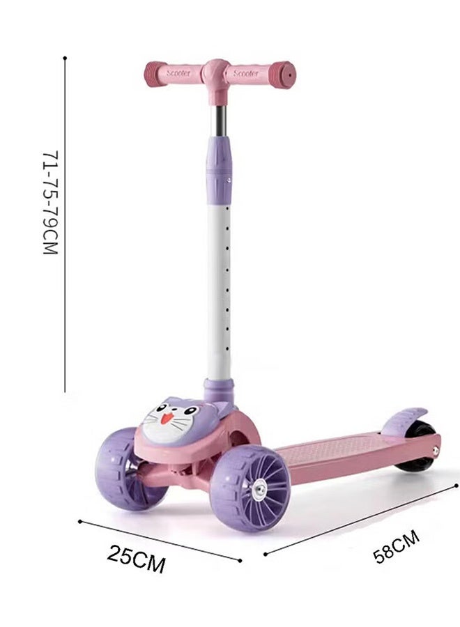 JOUDIYA Children's Scooter Can Sit And Ride Led Light Flashing Wheel Adjustable Height Foldable Scooter Outdoor Activities For Boys Girls - Image 2