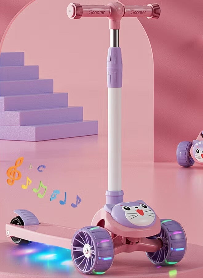 JOUDIYA Children's Scooter Can Sit And Ride Led Light Flashing Wheel Adjustable Height Foldable Scooter Outdoor Activities For Boys Girls - Image 1