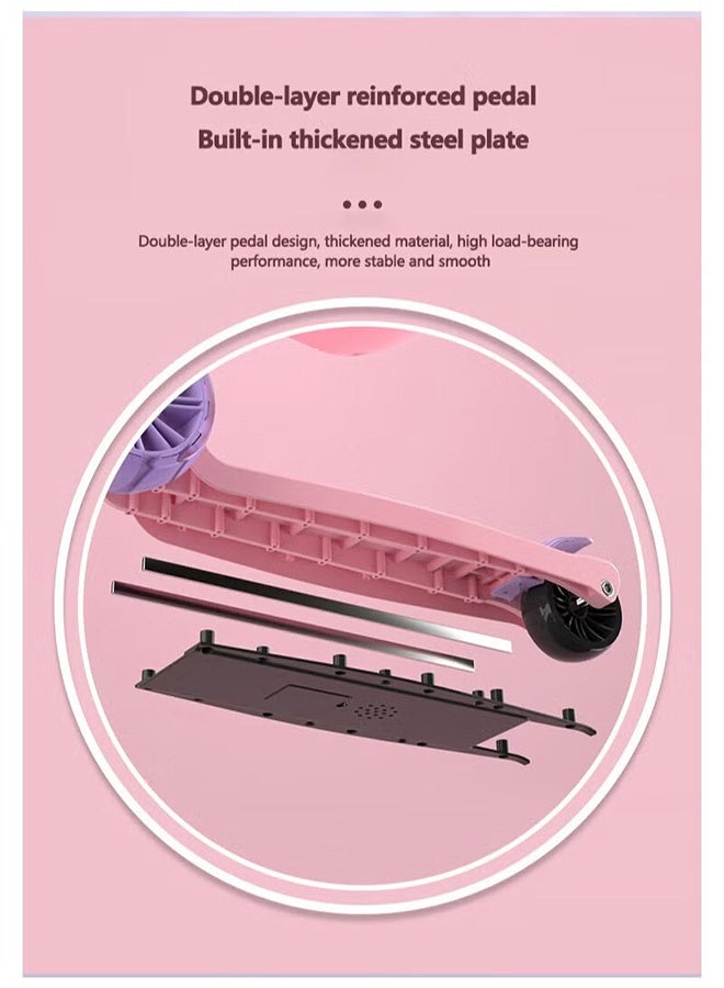 JOUDIYA Children's Scooter Can Sit And Ride Led Light Flashing Wheel Adjustable Height Foldable Scooter Outdoor Activities For Boys Girls - Image 5