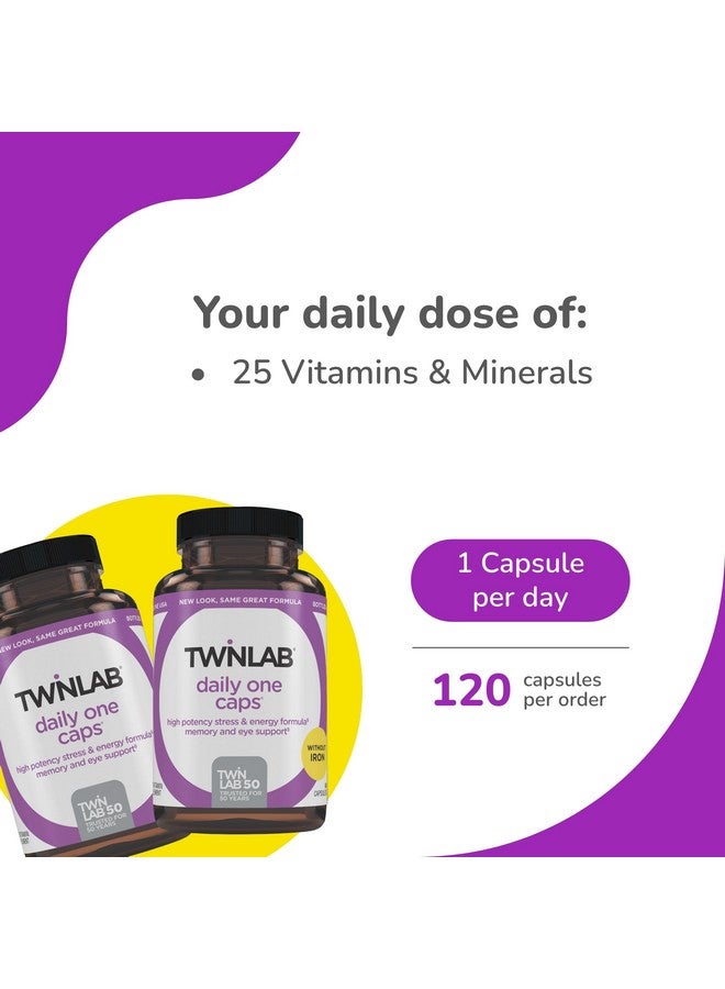 Twinlab Daily One Caps Without Iron - Nutritional Supplement with Zinc, B Vitamins, Magnesium, and More - 60 Capsules - 2 Pack - Image 3