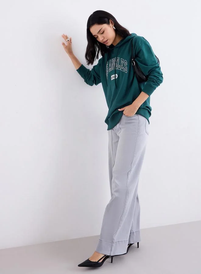 Styli Styli Green Los Angeles Embroidered Hoodie